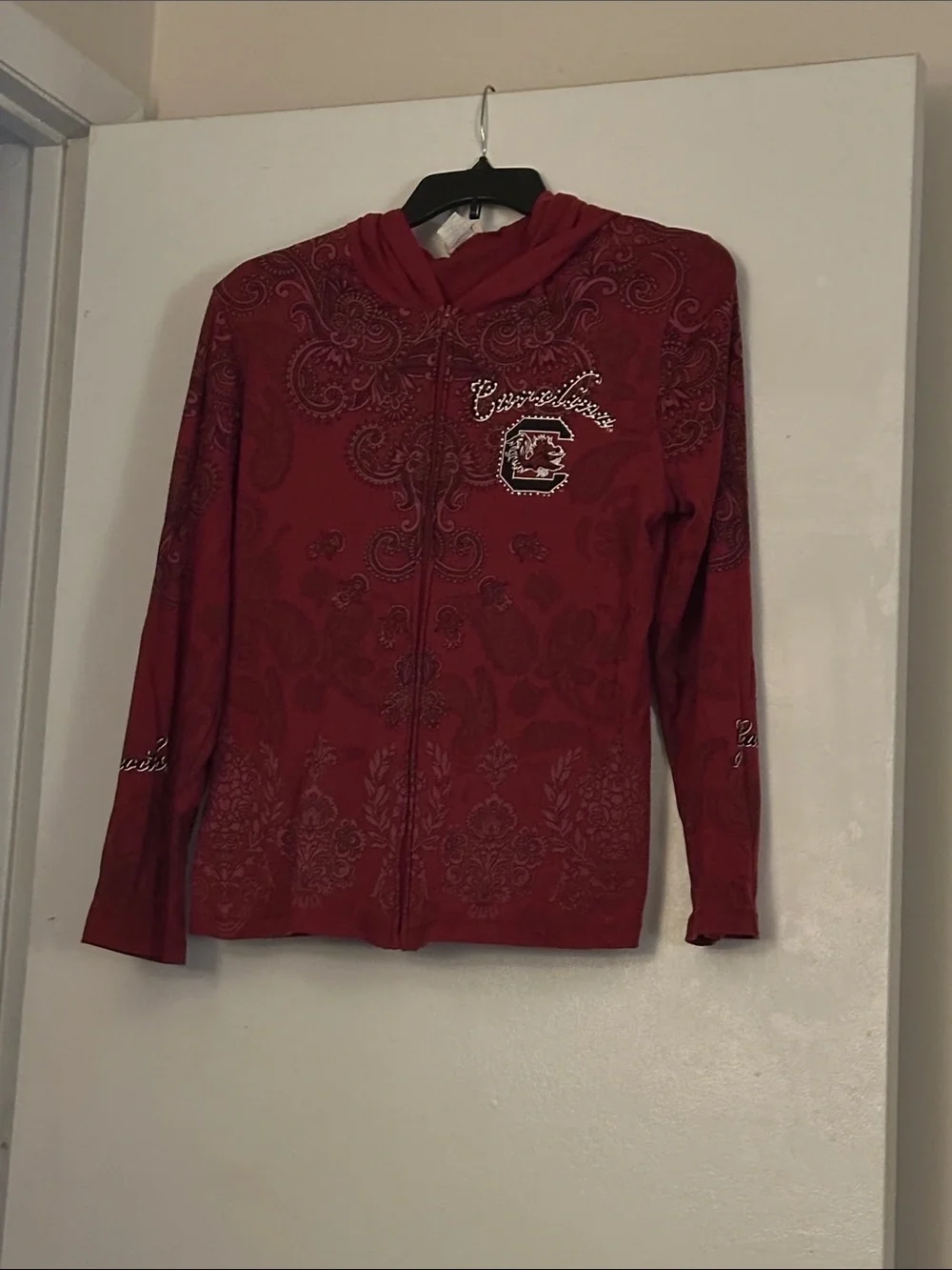 Women’s Gamecocks Red Zip-Up Hoodie with Embellished Logo - Picture 1 of 1